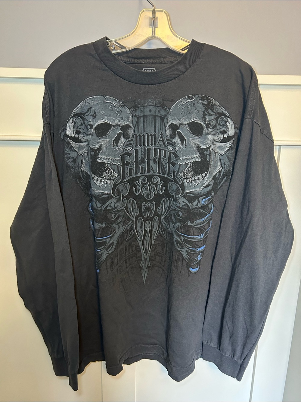 Vintage MMA Elite y2k ribcage skull print long sleeve shirt